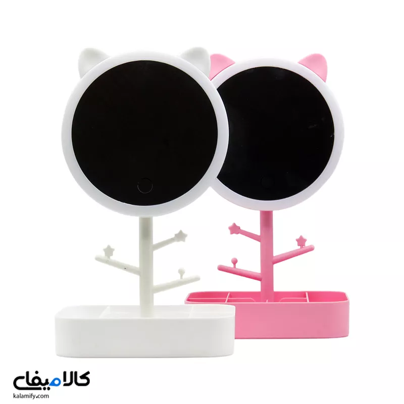 آیینه آرایشی چراغ دار طرح گربه ۲ رنگ...