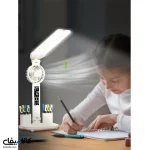 چراغ مطالعه تاشو چندکاره رومیزی LED با پنکه، ساعت و تاریخ و دمای اتاق دیجیتال و شارژر USB - تصویر 10