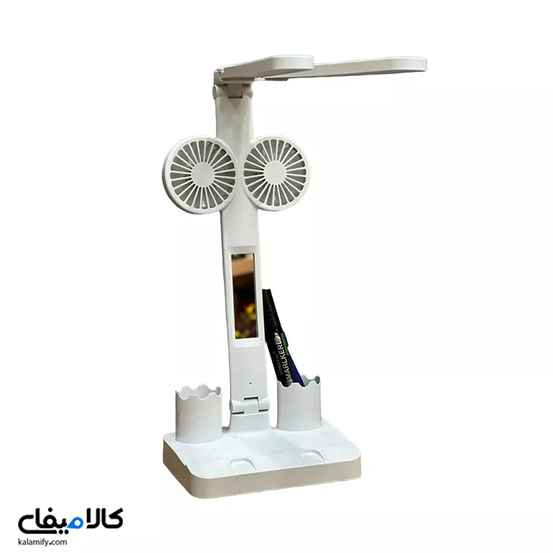 چراغ مطالعه تاشو چندکاره رومیزی 2LED فن، آیینه...