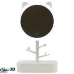 آیینه آرایشی چراغ دار طرح گربه 2 رنگ سفید و صورتی - تصویر 2