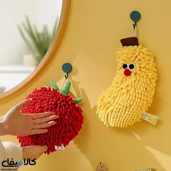 دستمال حوله‌ای موز و توت‌فرنگی | حوله و لیف حمام چندکاره در 2 طرح - تصویر 2