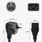 کابل برق 3 پین سرور منبع تغذیه بافو مدل EU-C19 3Cx1.5MM طول 1.8 متر