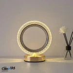 چراغ خواب شارژی دایره ای لمسی با تنظیم نور 3 حالته طرح کریستال - تصویر 2