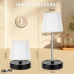 چراغ خواب و رومیزی چتری شارژی لمسی LED با قابلیت تنظیم ارتفاع، نور ملایم و طراحی مدرن - تصویر 6