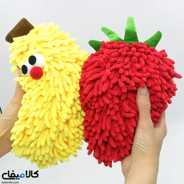 دستمال حوله‌ای موز و توت‌فرنگی | حوله و لیف حمام چندکاره در 2 طرح - تصویر 12