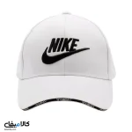 کلاه کپ نایک سفید اصل با لوگو مشکی