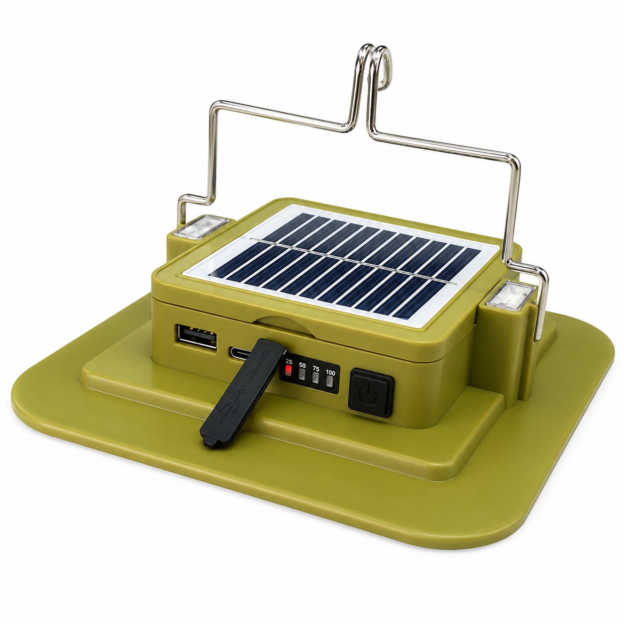 Portable solar camping lantern device چراغ کمپ دسته دار دارای پاوربانک - تصویر 1