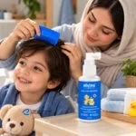 محلول ضد شپش مو الوینا مدل Dimeticone 30% & IPM 50% حجم 100 میلی‌لیتر، با ترکیب دایمتیکون و بدون رایحه