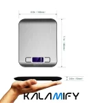 ترازوی آشپزخانه دیجیتال 5کیلویی مدل استیل نقره‌ای | نمایشگر LCD - تصویر 7